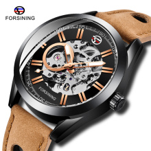 Forsining 179 2019 Mens Casual Sport Watch Genuine Leather Top Brand Luxury Army Military Automatic Men's Wrist Watch Skeleton C